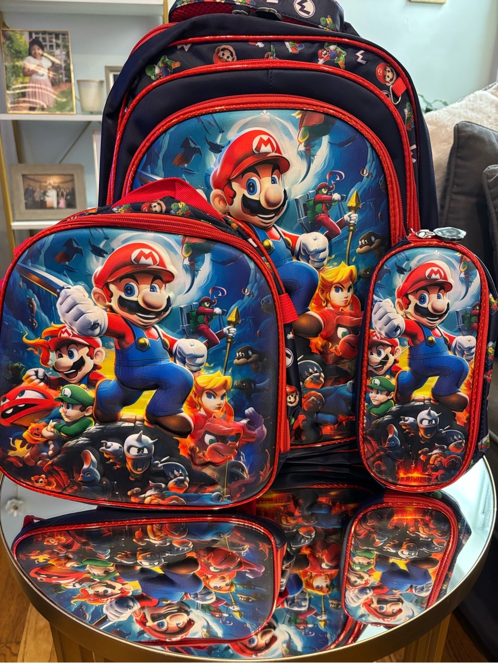 Super Mario Kids Backpack Set - Red & Blue